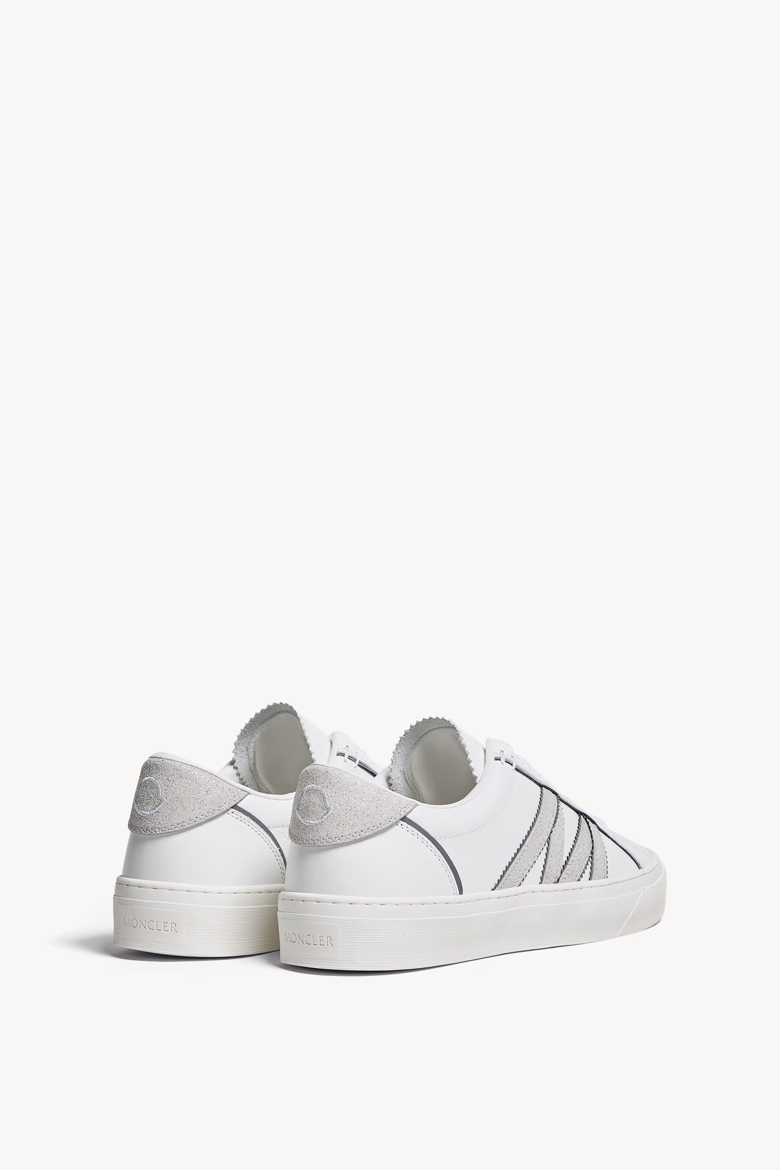 Monaco2 Leather & Glitter Sneakers Women White Moncler 5